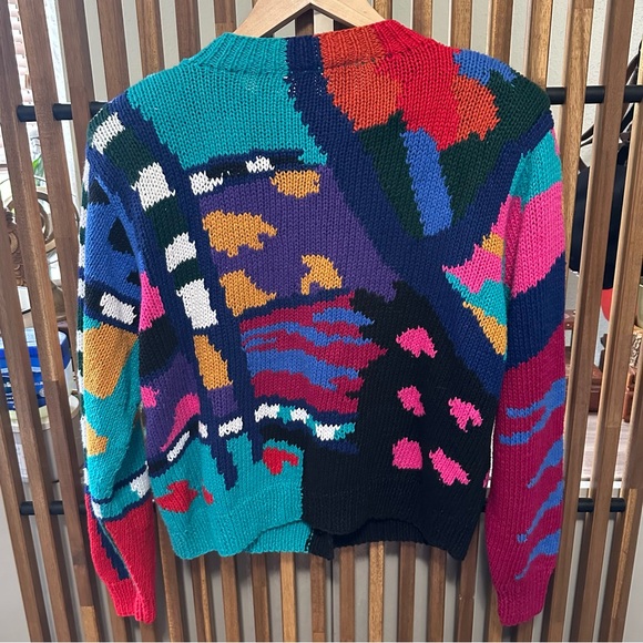 Passports Pier 1 VTG Cardigan Sweater Abstract Multicolored Women Sm (Oversized) - Picture 4 of 4